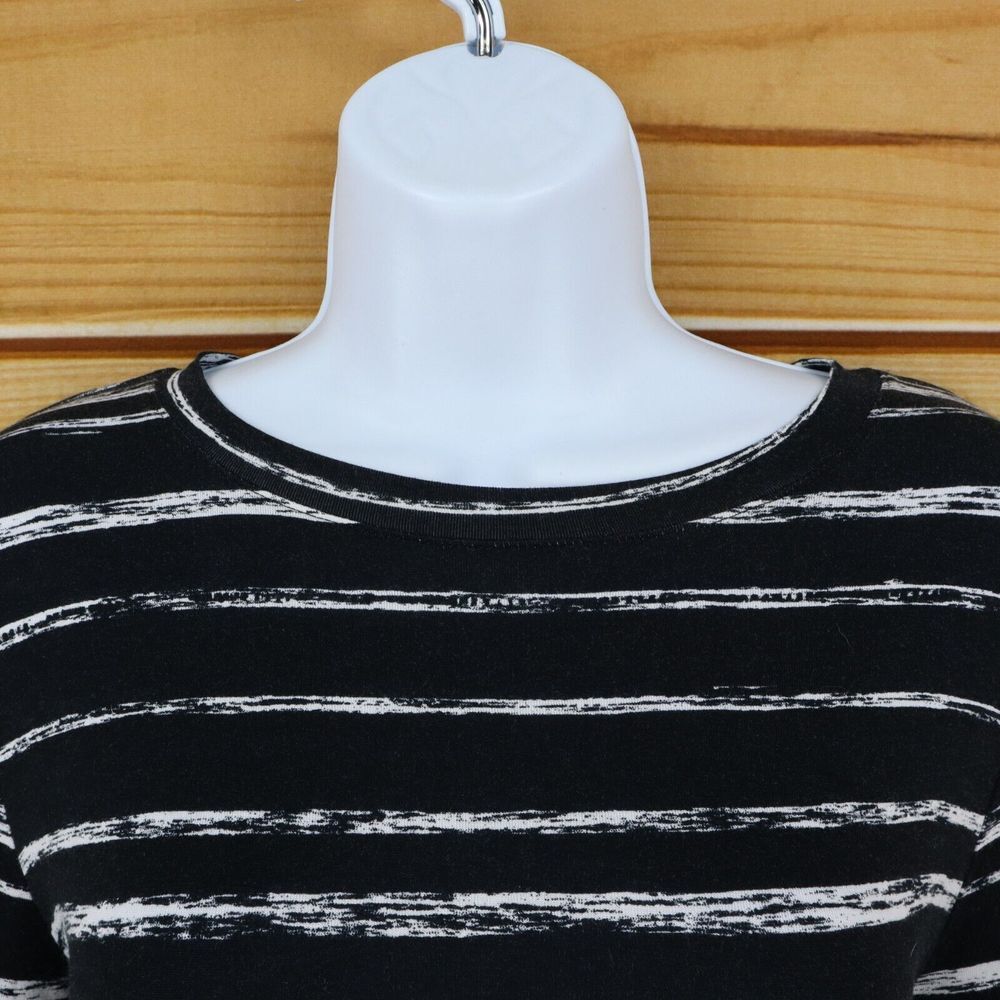 Apt. 9 Long Sleeve Shirt Boat Neck Womens Size XS Black White Stripes NWT $26 - Picture 4 of 8